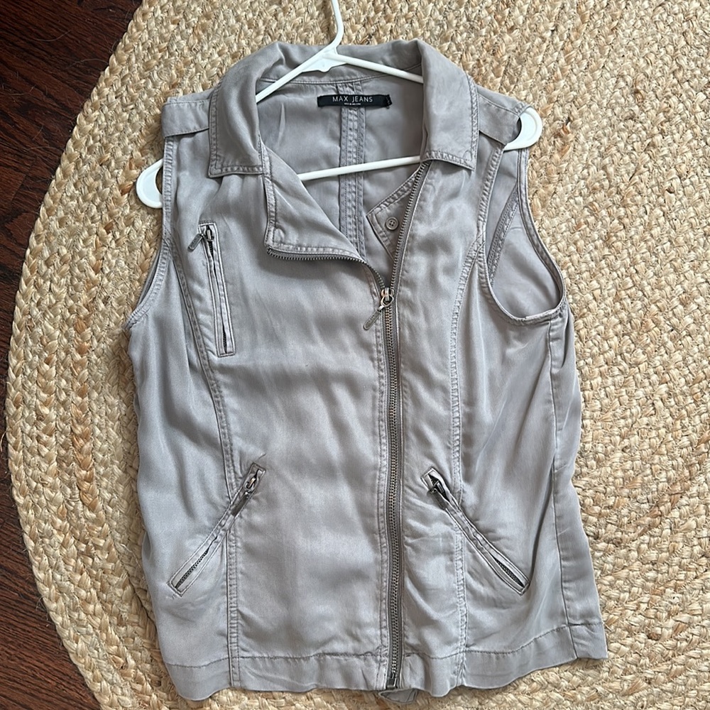 Grey zipper vest with pockets / soft (100% Tencel)